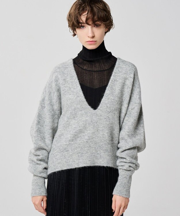 uncrave シアーニット タートルネック トップス（uncrave WHITE） ブラック