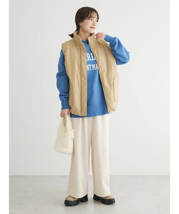 Green Parks 中わたスタンドカラーベスト Beige