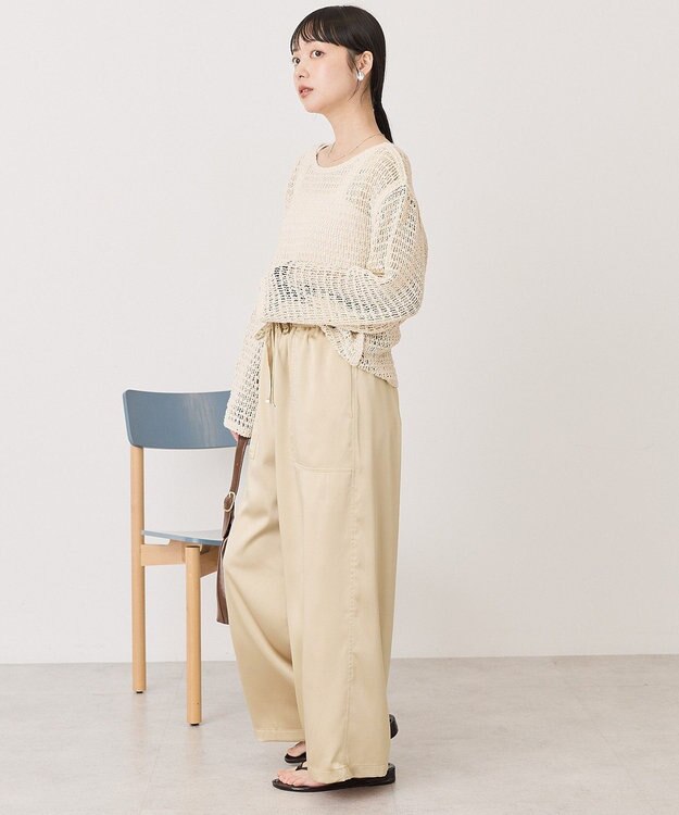 AMERICAN HOLIC 【マルチ機能】サテンベイカーパンツ Light Beige