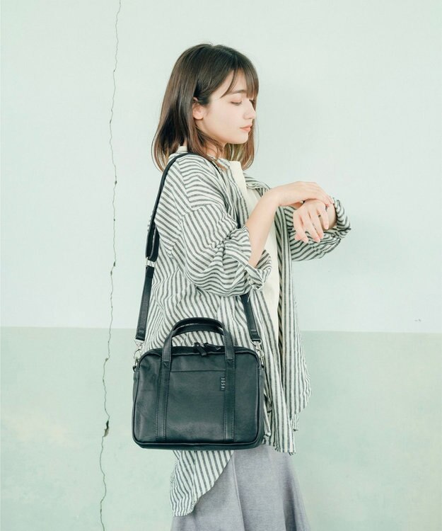 YUSHI 【本革/2way】NUANCE - BOSTON SHOULDER 本革 ボストンショルダー ブラック