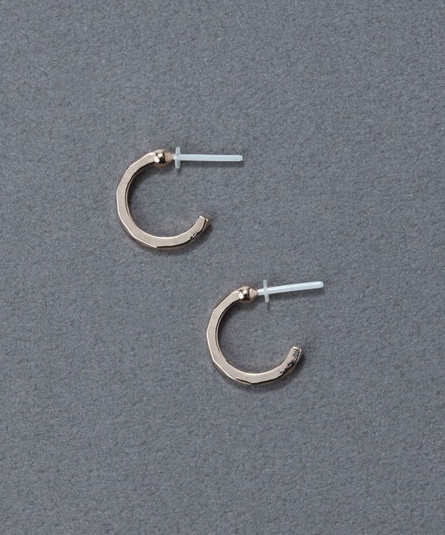 Phoebe 〈金属アレルギー対応〉スパークフープセラミックポストピアス シンプル/フープピアス シャンパンゴールド