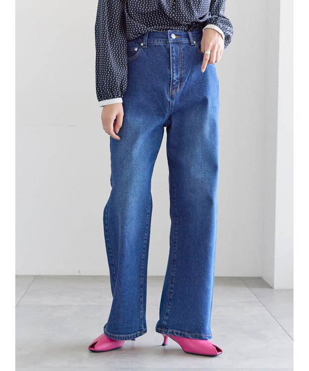 Te chichi ストレートデニムパンツ ブルー