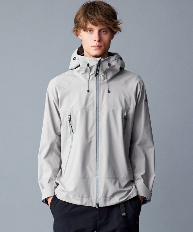 JOSEPH ABBOUD MOUNTAIN 【ECO撥水/耐水性/透湿防水素材/ストレッチ/軽量】ボイルドポリエステル3レイヤー マウンテンパーカー ライトグレー系