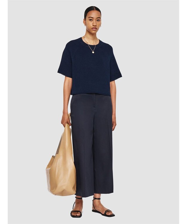 JOSEPH ライトギャバジンストレッチ　ワイドトラウザーズ Navy