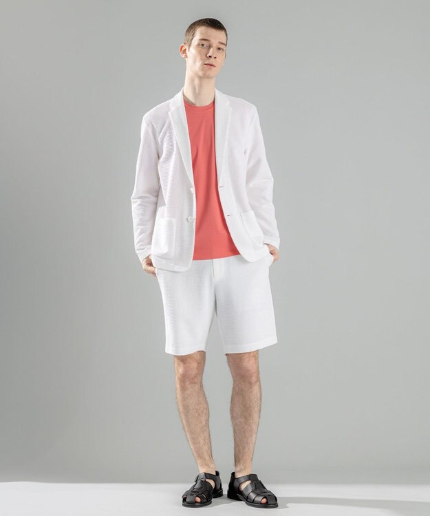 JOSEPH HOMME 新型【オリジナル素材/シワになりにくい/ウエストゴム仕様】 ライトタックジャージー ドロスト付シートパンツ / BERMUDA ホワイト系