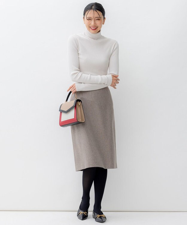 23区 【洗える】スムージーコットン シアーリブ ニット ベージュ系