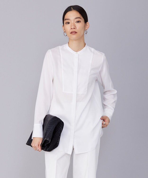 ICB L 【洗える】 リヨセルローン ブザムシャツ オフホワイト系