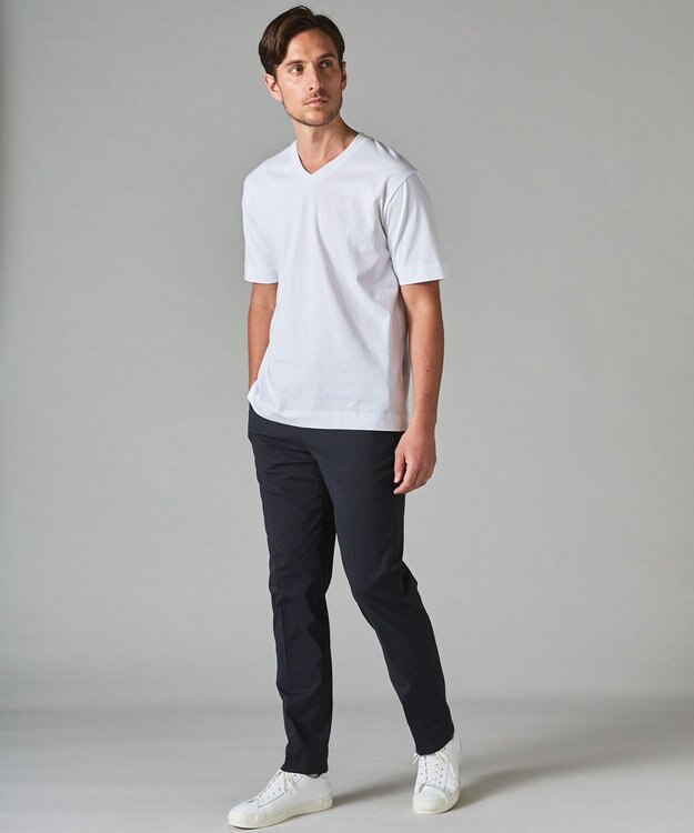 GOTAIRIKU ビジネスインナー/下着兼用【パックT】5.6oz 綿100％ スムース光沢加工 Tシャツ（Vネック/2枚セット） ホワイト系