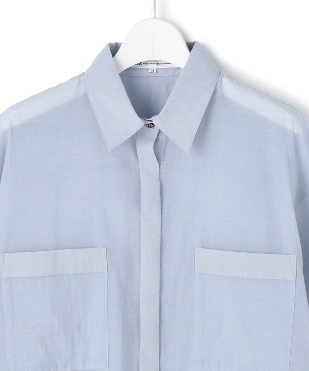 23区 【先行予約】ナイロンコットンシアーボイル ドロストシャツ サックスブルー系