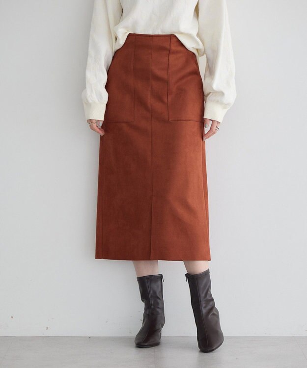YECCA VECCA ハイウエストフェイクスエードスカート Terracotta
