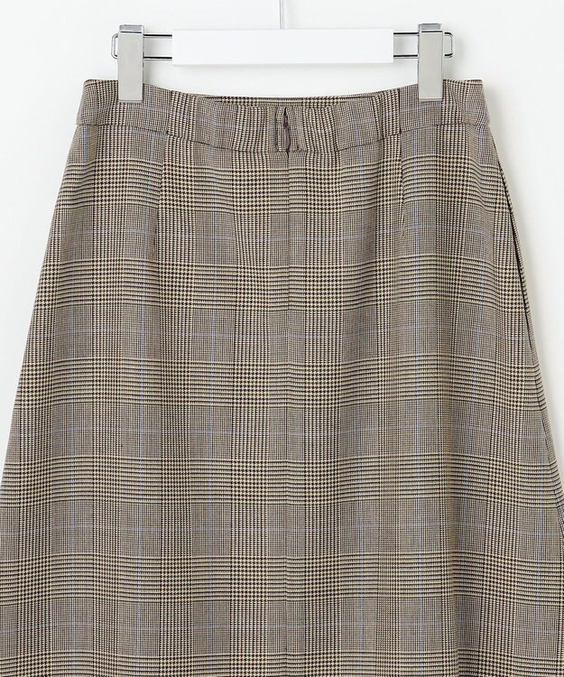 J.PRESS LADIES L モナベールツイル チェック フレア スカート ブラウンチェック系