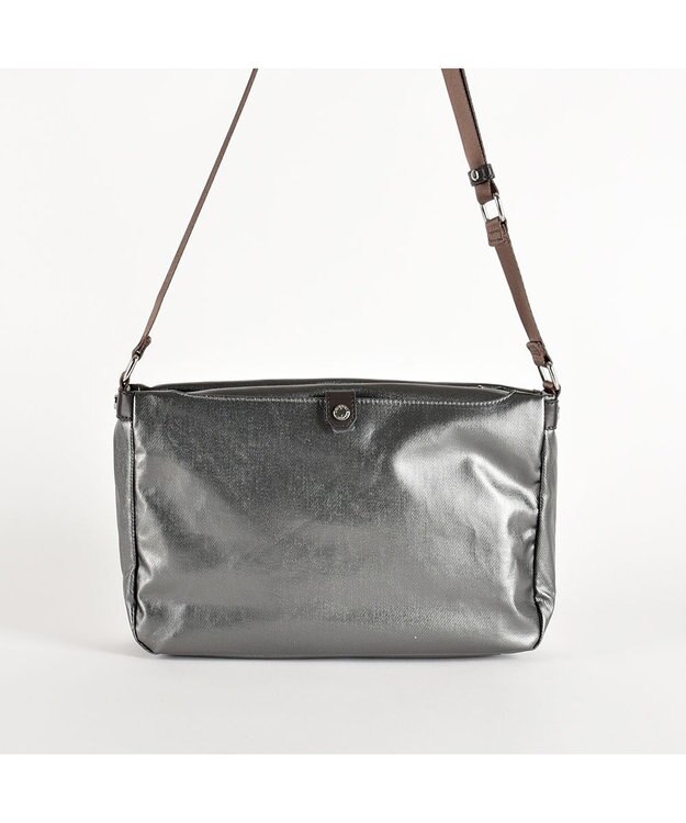 LA BAGAGERIE コーティングキャンバス ショルダーバッグ ガンメタリック