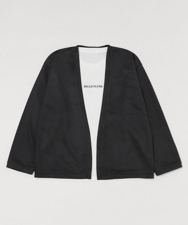 WEGO 【ユニセックス着用アITEM/２点SET】フェイクスウェードアンサンブルカーディガン ブラック中濃色