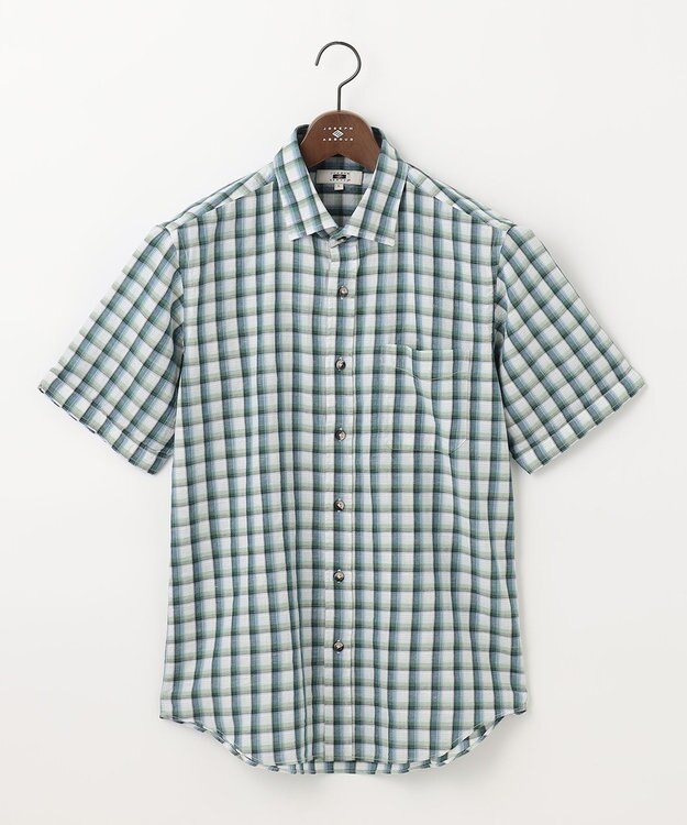 JOSEPH ABBOUD 【サスティナブル】リヨセルリネンチェック 半袖シャツ グリーン系3