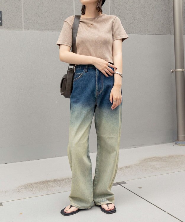 WEGO 【新色追加/美脚/XS～Lサイズ展開】ストレートデニムパンツ 柄1