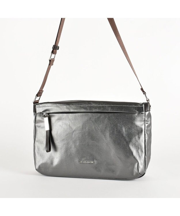 LA BAGAGERIE コーティングキャンバス ショルダーバッグ ガンメタリック