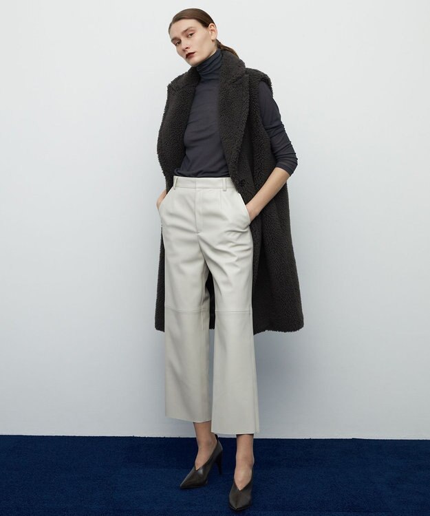 BEIGE， DUPHOT / レザーパンツ Ecru