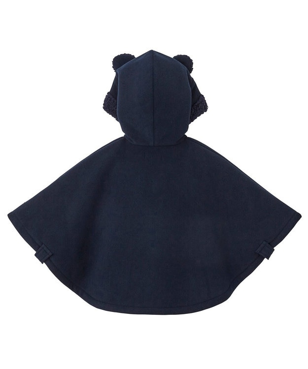 MIKI HOUSE HOT BISCUITS 【70-90cm】 お耳付きボアフリース ダッフルマント 紺