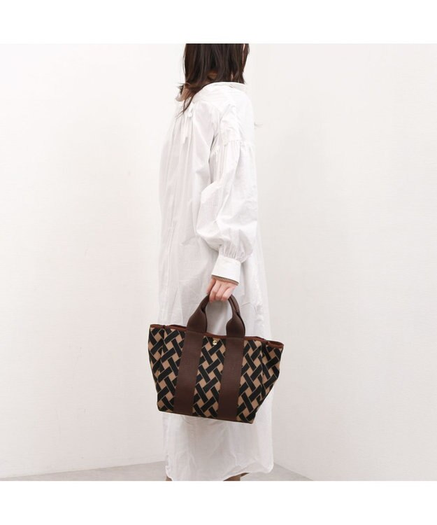 UNBILLION カシュカシュ cachecache / 柄アソートジャガード2wayトートバッグ ブラウンミックス