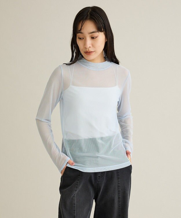 CRAFT STANDARD BOUTIQUE シアーメッシュロングスリーブインナー Light Blue