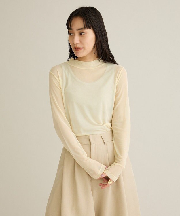 CRAFT STANDARD BOUTIQUE シアーメッシュロングスリーブインナー Light Yellow