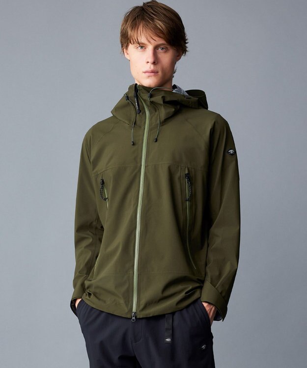 JOSEPH ABBOUD MOUNTAIN 【ECO撥水/耐水性/透湿防水素材/ストレッチ/軽量】ボイルドポリエステル3レイヤー マウンテンパーカー カーキ系