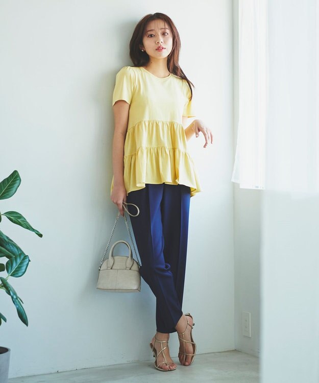 Feroux 【UVケア】ティアードチュニック Tシャツ ライトイエロー系