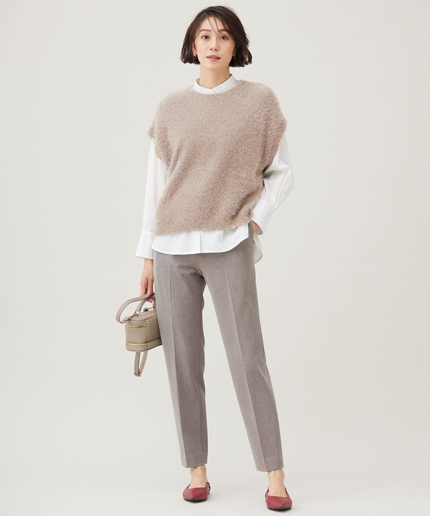 自由区 L 【WEB限定カラーあり・撥水加工・洗える】TRギャバテーパード パンツ モカ