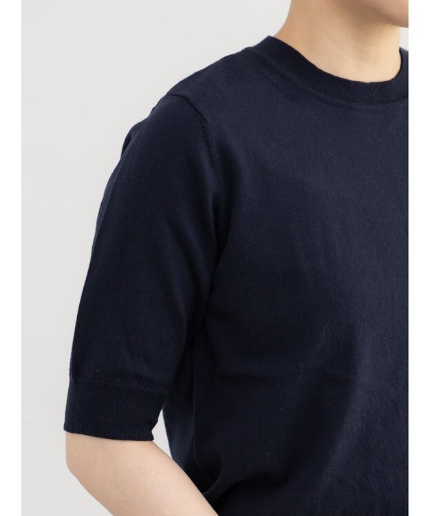 Te chichi 14G天竺ハーフスリーブニットプルオーバー ネイビー