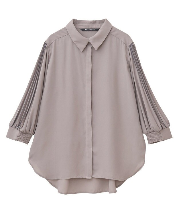 YECCA VECCA ラインプリーツスリーブシャツ Mocha