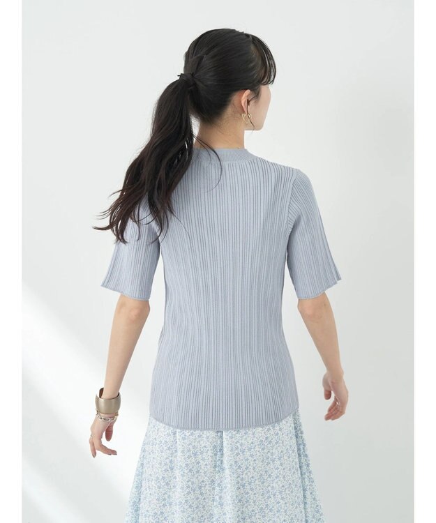 earth music&ecology ショルダーボタンリブニットプルオーバー Blue