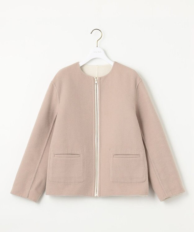 ANY SIS 【2WAY】ショートリバーシブル コート アイボリー×ライトベージュ