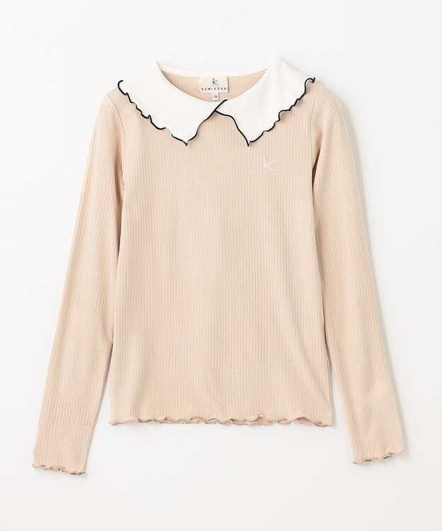 組曲 KIDS 【150-160cm】リブ襟 トップス ベージュ系