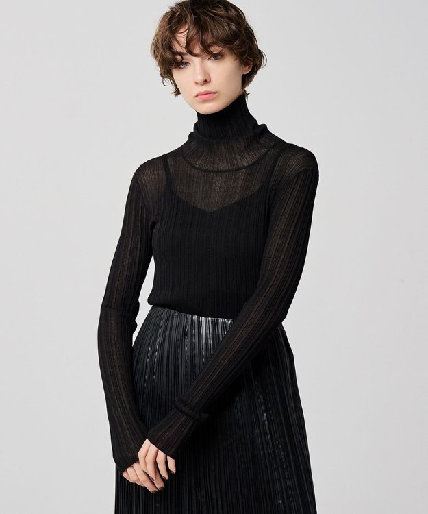 uncrave シアーニット タートルネック トップス（uncrave WHITE） ブラック