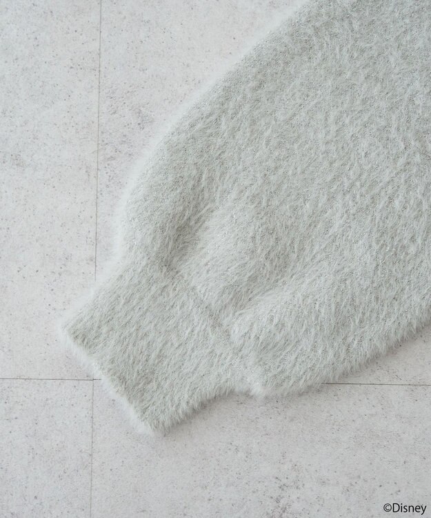 earth music&ecology 【予約】Disney/ポイントミッキーラメシャギーカーデ ライトグレー