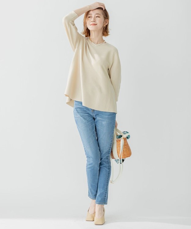 23区 【洗える】テンセルストレッチ フレア ニット ベージュ系