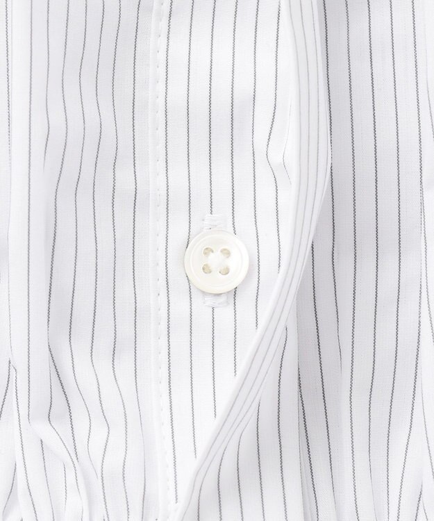 J.PRESS LADIES L 【洗える】APESCO ストライプ バンドカラー ブラウス ライトグレー系1