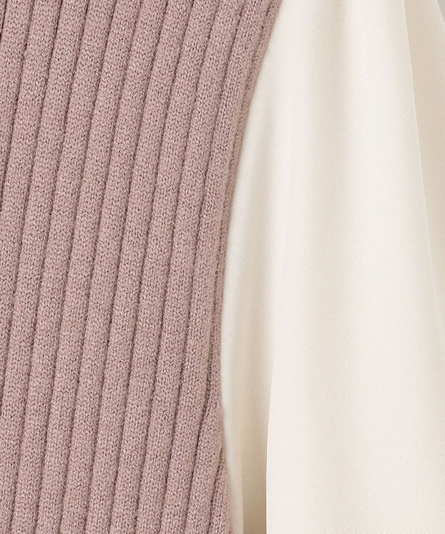 ANY SIS 【洗える】異素材コンビフレアニット ワンピース ローズグレー