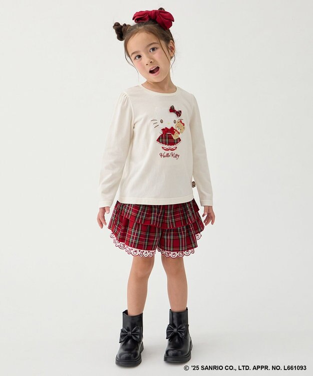 ANY KIDS 【ハローキティ×ANY KIDS】アップリケ 長袖Tシャツ オフホワイト