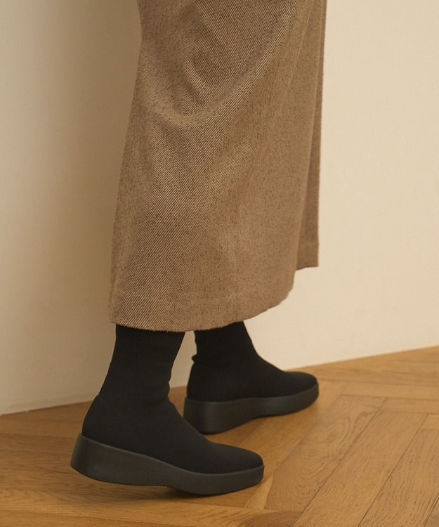 steppi 【防水/洗える】プラットフォーム ストレッチブーツ ブラック