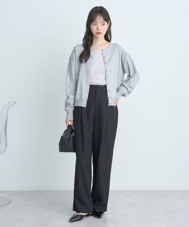 earth music&ecology ＵＶカット加工クルーネックニットカーディガン Gray Mixture