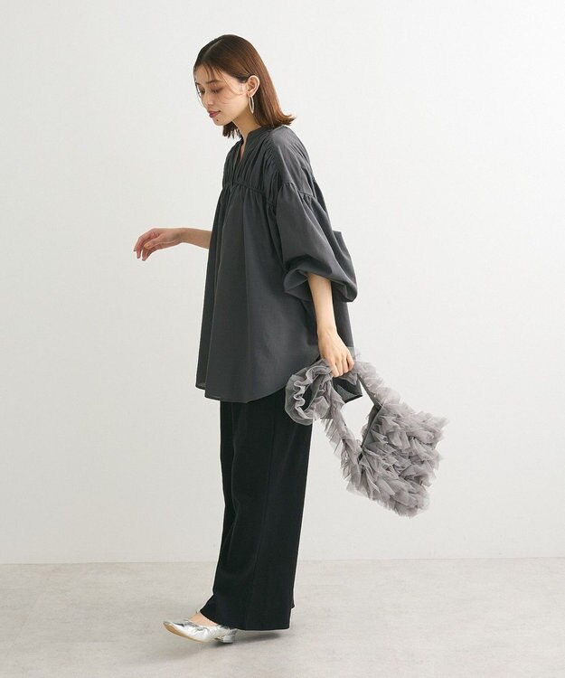 Green Parks シャーリングボリュームチュニック Charcoal Gray