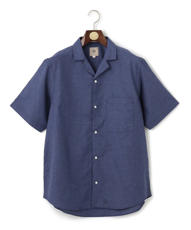 J.PRESS MEN 【HYBRID LINEN】オープンカラーシャツ ネイビー系