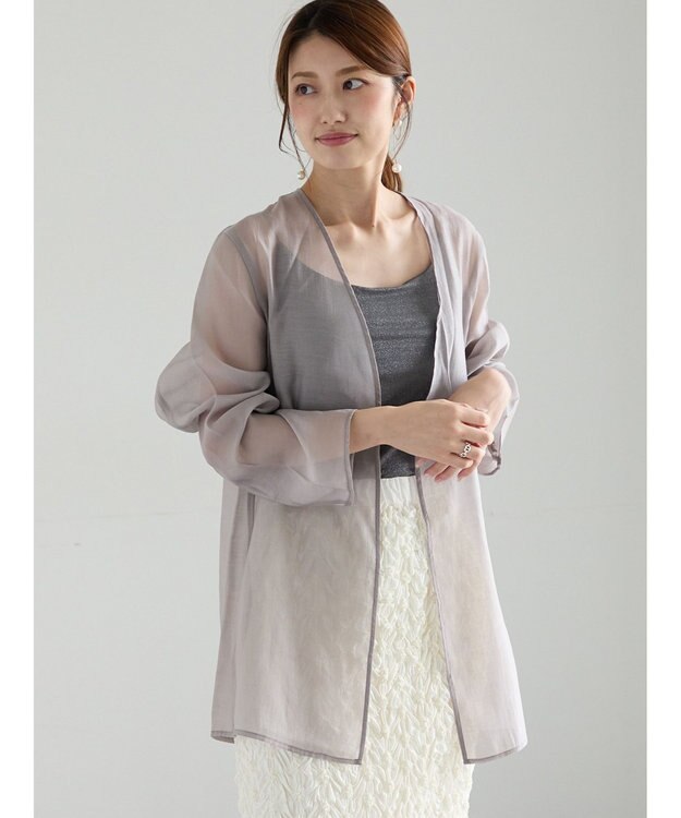 Te chichi シアーノーカラーシャツ グレー