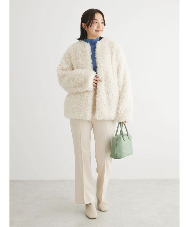 Green Parks ・ＥＬＥＮＣＡＲＥ　ＤＵＥ　シープファーノーカラーコート Ivory