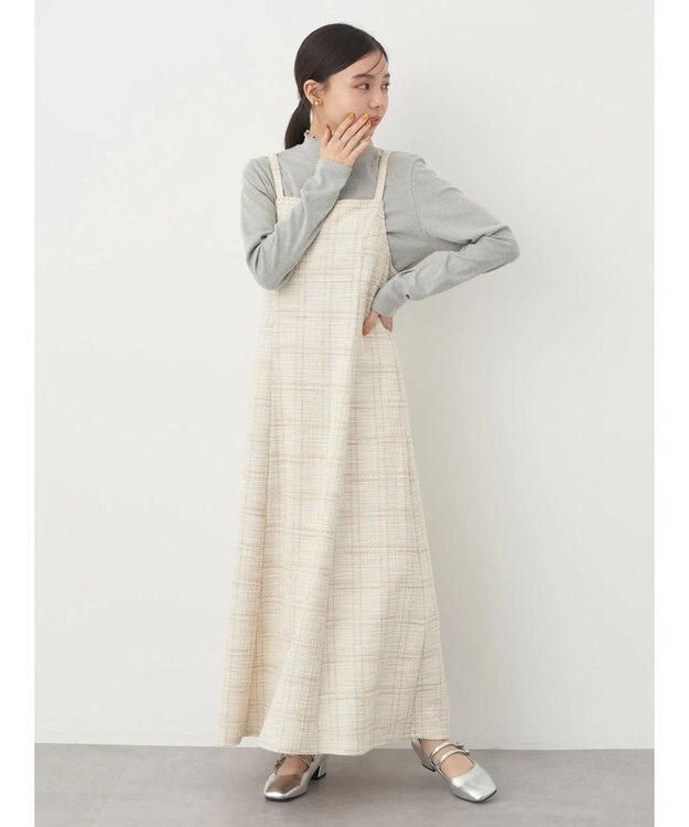earth music&ecology ツイードワンピース（ｃｈｅｃｋ） Ivory
