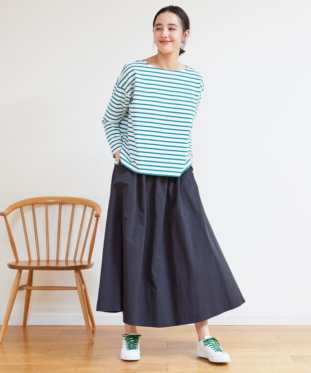 UNFILO 【マシンウォシャブル】ボーダーワイドT グリーン