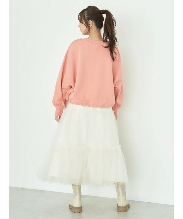 earth music&ecology 裏毛ドロストプルオーバー Pink Orange