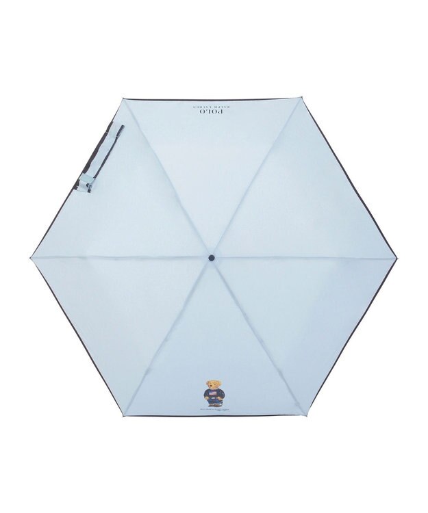 MOONBAT POLO RALPH LAUREN(ポロ ラルフローレン)FLAG BEAR 無地 折りたたみ傘 簡単開閉 サックスブルー