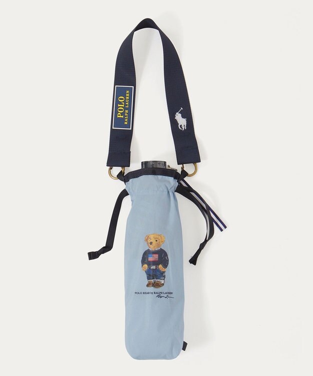 MOONBAT POLO RALPH LAUREN(ポロ ラルフローレン)FLAG BEAR 無地 折りたたみ傘 簡単開閉 サックスブルー